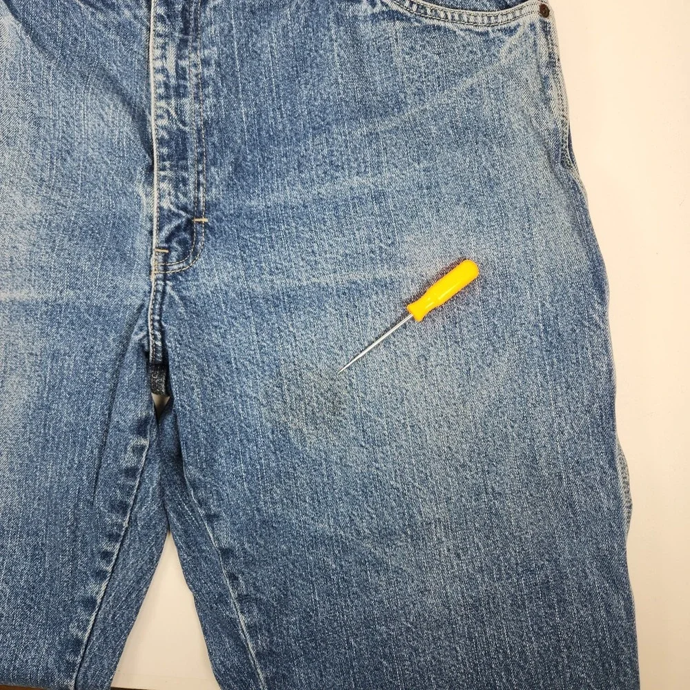 Dickies Suspender Carpenter Jeans 42x27 Denim Work Utility‎ Pants Blue *Hemmed*
